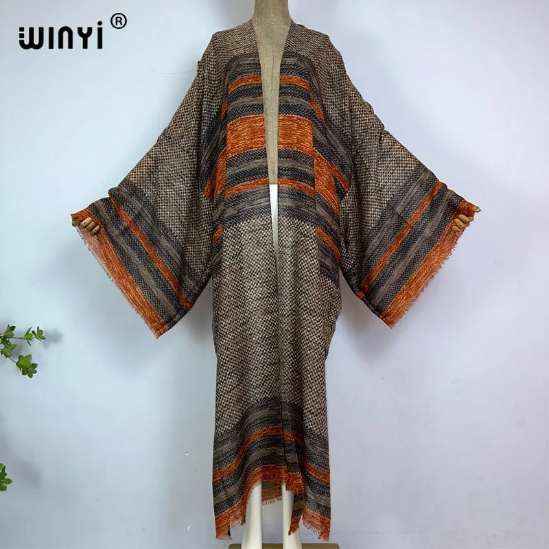 Kimono WINYI letni nadruk kaftany boho dla kobiet elegancki kardigan seksowna wakacyjna odzież plażowa maxi strój kąpielowy wieczorowy