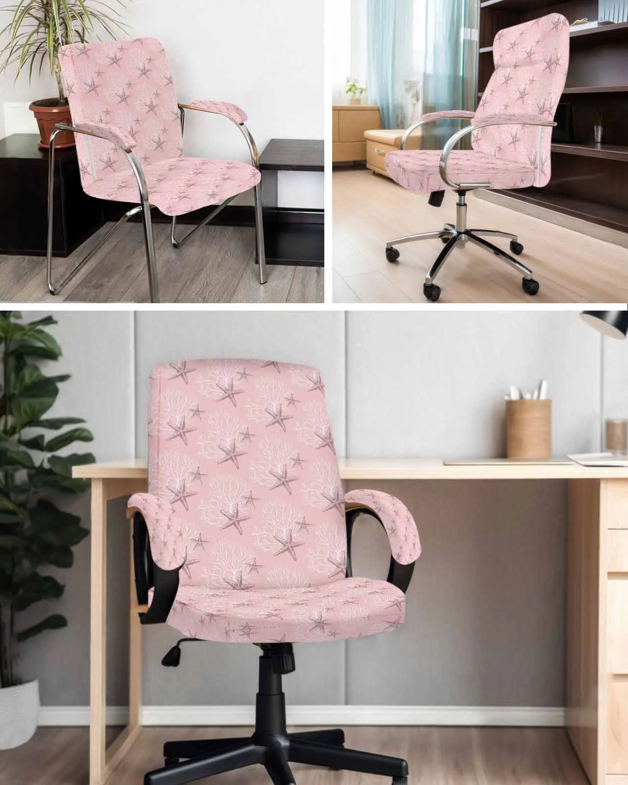 Coral Starfish Pink Elastic Office Chair Cover Gaming Computer Chair Armchair Protector Seat Covers