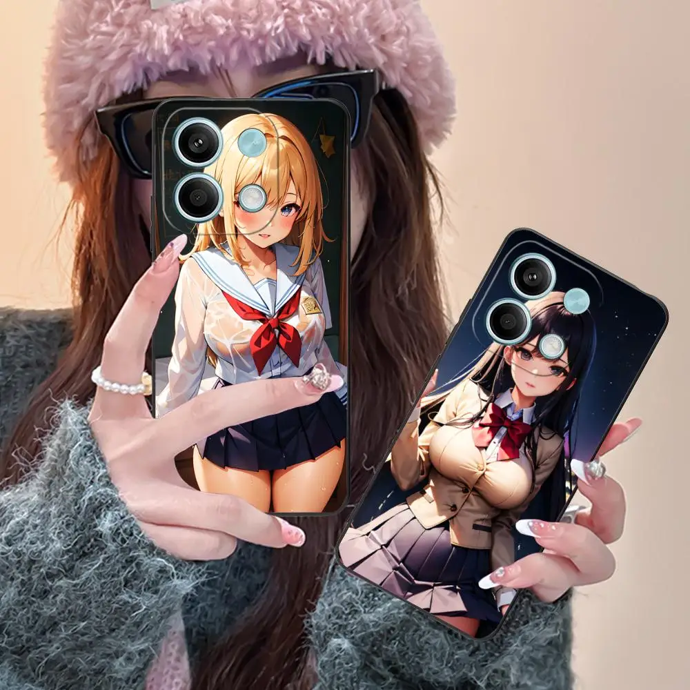 JK زي مدرسي فتاة جراب هاتف ل POCO F6 F5 F4 F3 F2 Pro GT C40 الطباعة الملونة الغطاء الواقي فاخرة جميلة #1