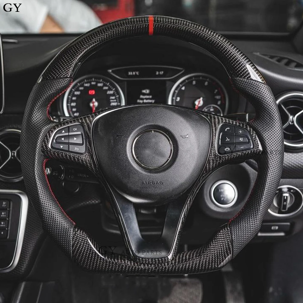 For Benz Mercedes LED Sport  Steering Wheel  A C E CLS CLA GLE GLS GLA GLC 2012-2019  Carbon Fiber Customized