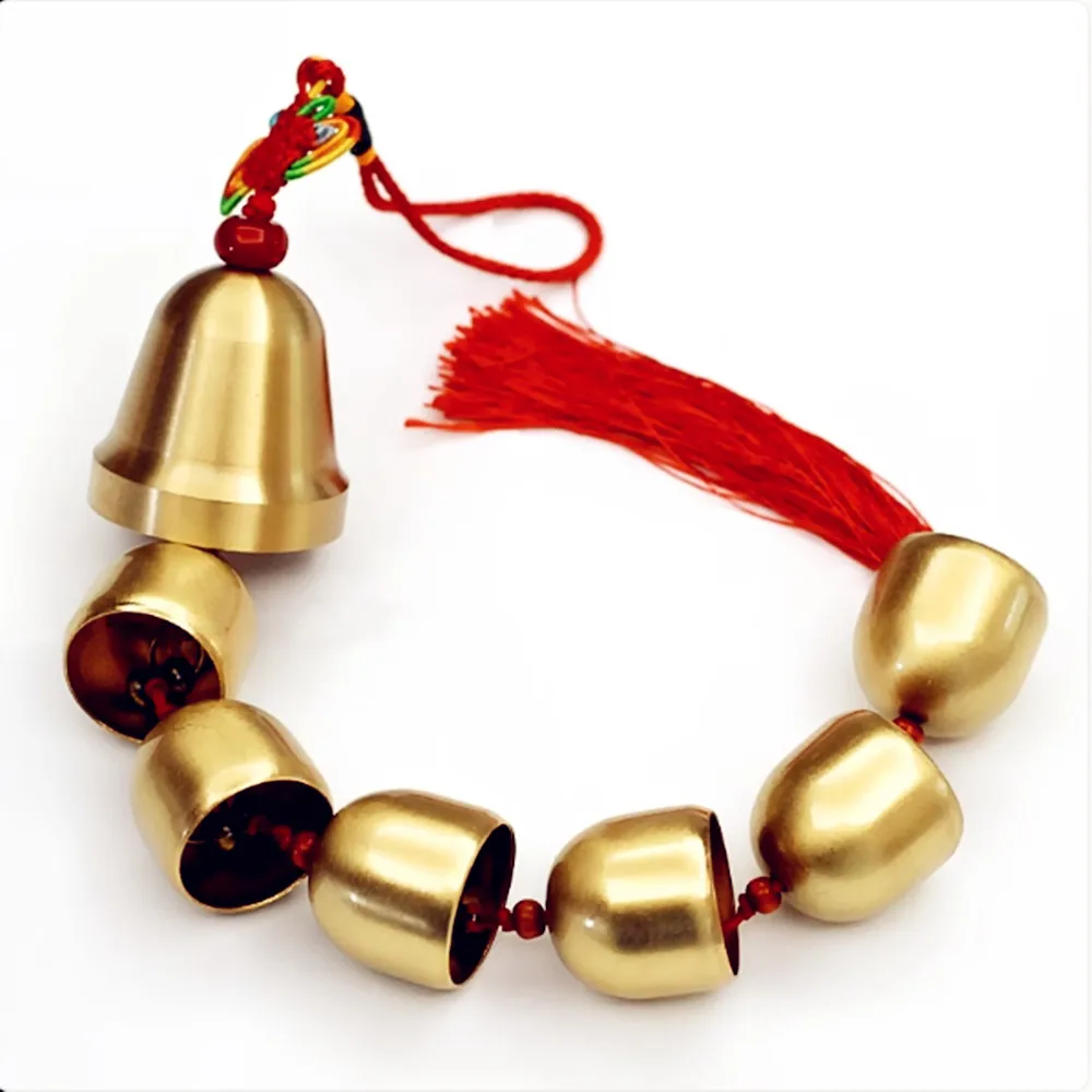 

7pcs/String Copper Delicate Ring Bells Auspicious Knot Decorate Fengshui Buddhist Hanging Home/Office/Shop Wind Chimes