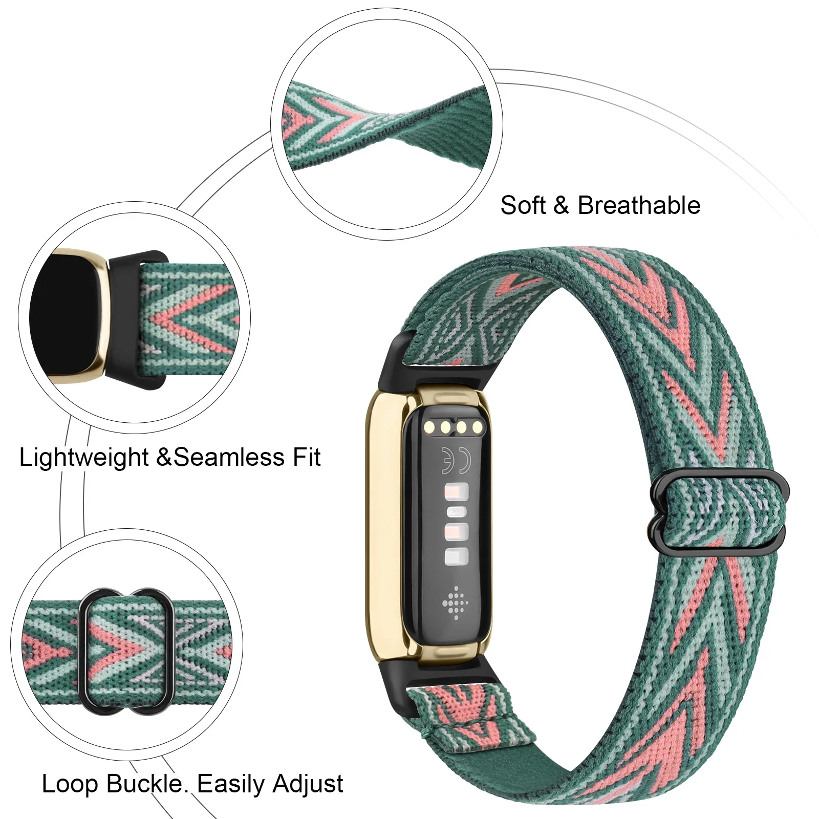 Elastic Watch Band for Fitbit Luxe Strap Bracelet Replacement for Fitbit Luxe Smartwatch Band Adjustable WristBand Watchband