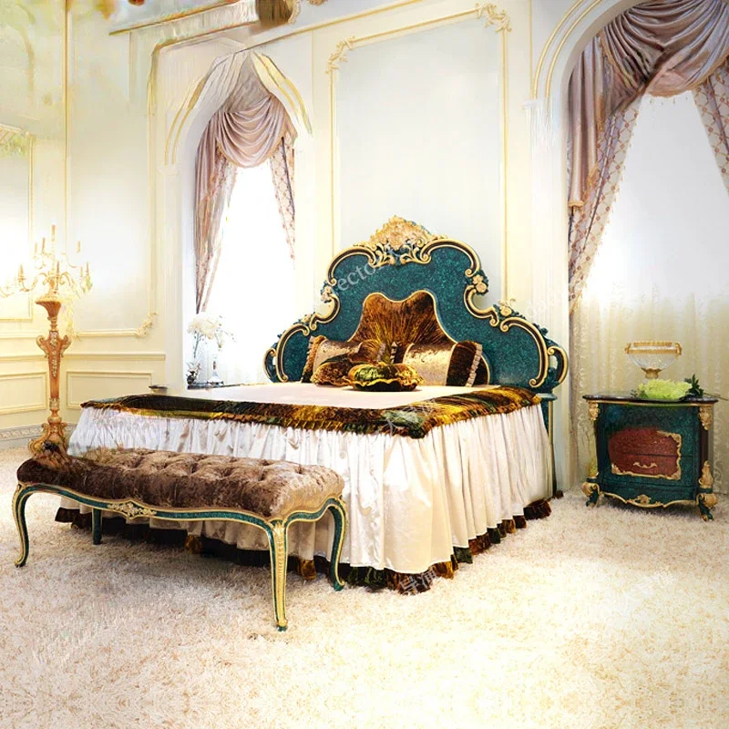 

Solid Wood Carving Bed Master Bedroom Luxury Double Bed Princess Bed