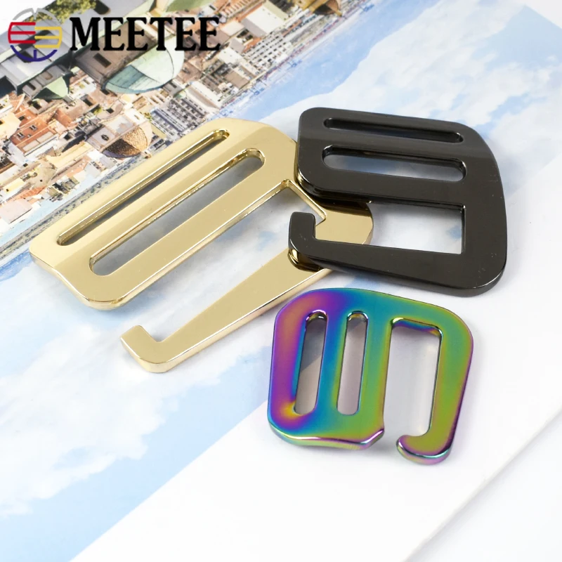 2/4Pcs Meetee 19/25/32/38mm Metal Tri-Glide Slider Buckles Handbag Strap Belt Adjust Hook Clasp Luggage Ring Hardware Accessory
