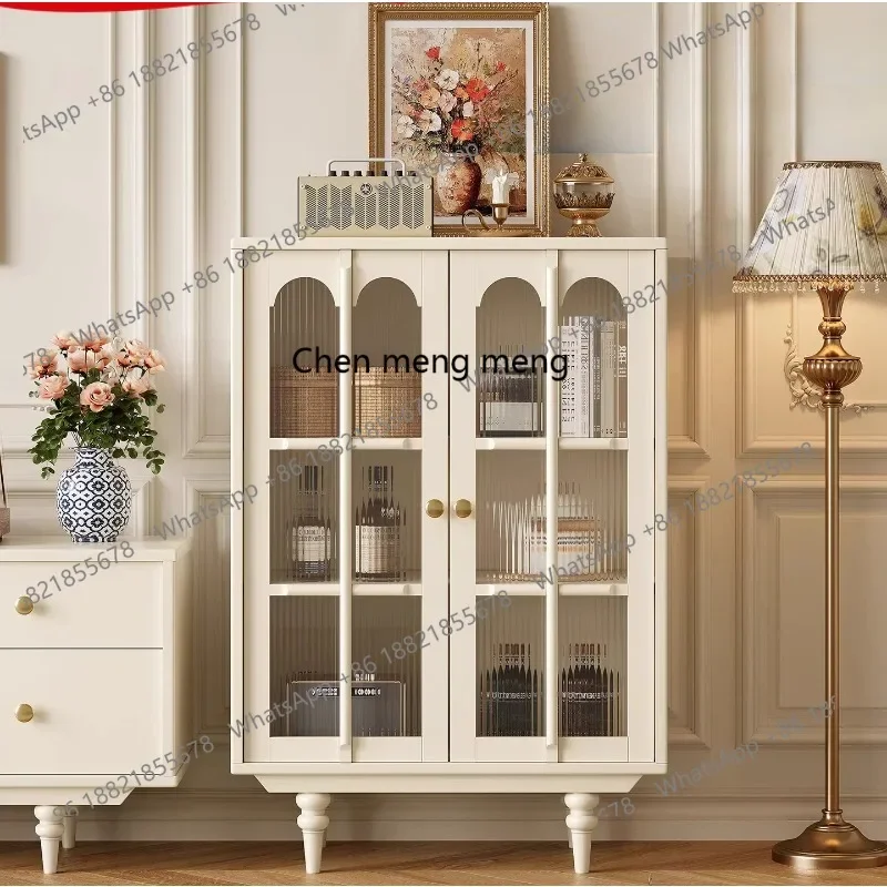 

X Household living room full solid wood storage, double door side cabinet locker