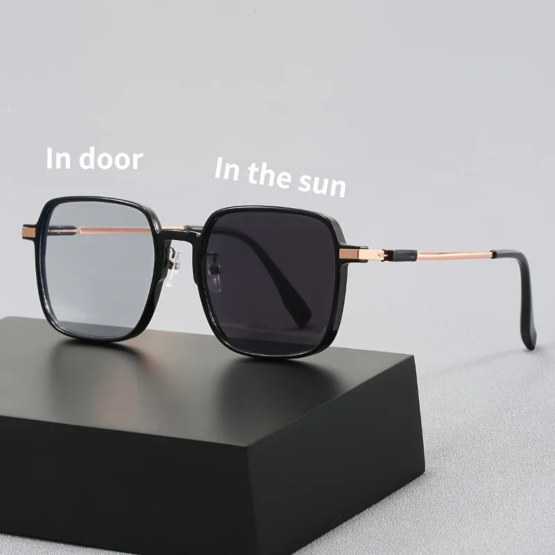 1 Pair Unisex Square Light-Sensitive Color-Changing Glasses for Phone & Computer - Stylish and Versatile Eyewear