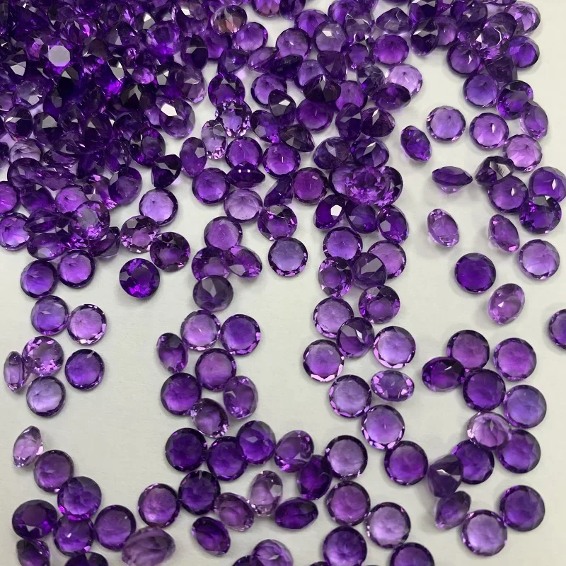 Ruihe Direct Selling Wholesale Price Hot New Products Purple Natural Round Cut Amethyst Loose Gemstone Jewelry Making Stone