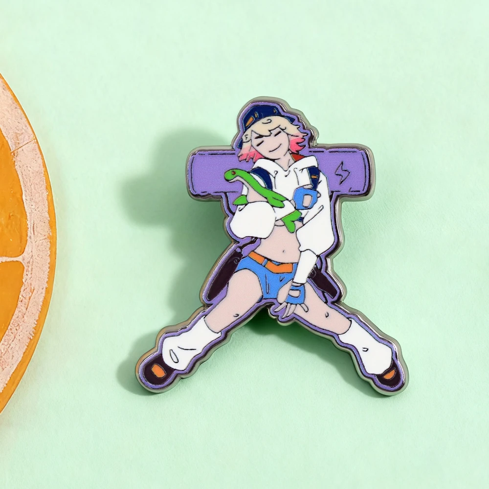 Klassischer Spielcharakter Emaille-Anstecker Apex Legends Electric Shock Defense Girl Brosche, Spiel-Peripherie-Sammlung, Accessoires, Abzeichen – Detail 4