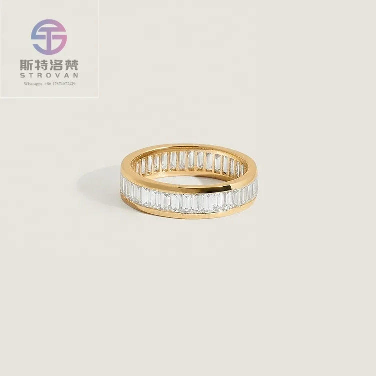 

Classic LYBURCHI Fashion Jewelry 925 Sterling Silver 14K 18K Gold Plated Vermeil Eternity baguette Ring for Women Engagement