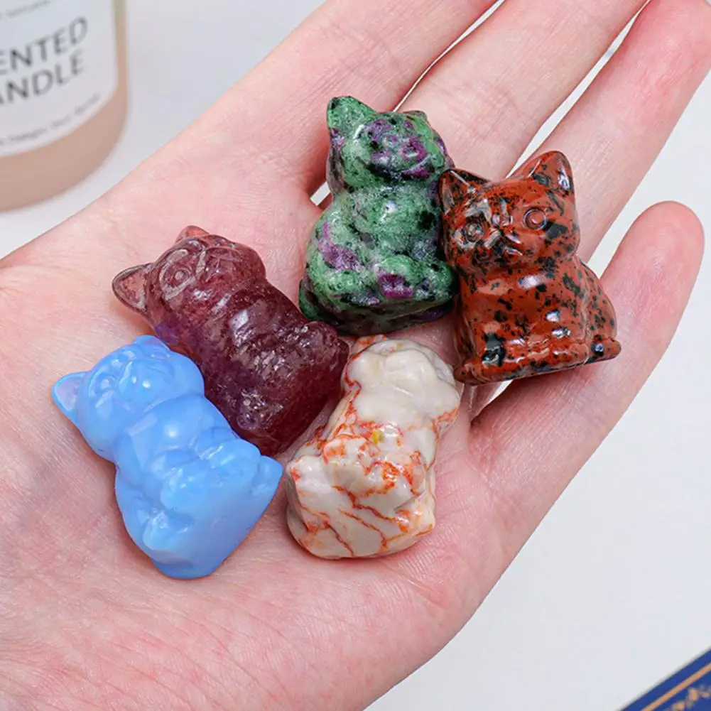 ومن ناحية منحوتة الشفاء تمثال الحيوان ، تمثال القط لطيف ، حجر الكريستال الطبيعي ، الريكي الأحجار الكريمة الحرفية ، ديكور المنزل ، هدية عيد ، 1.2"