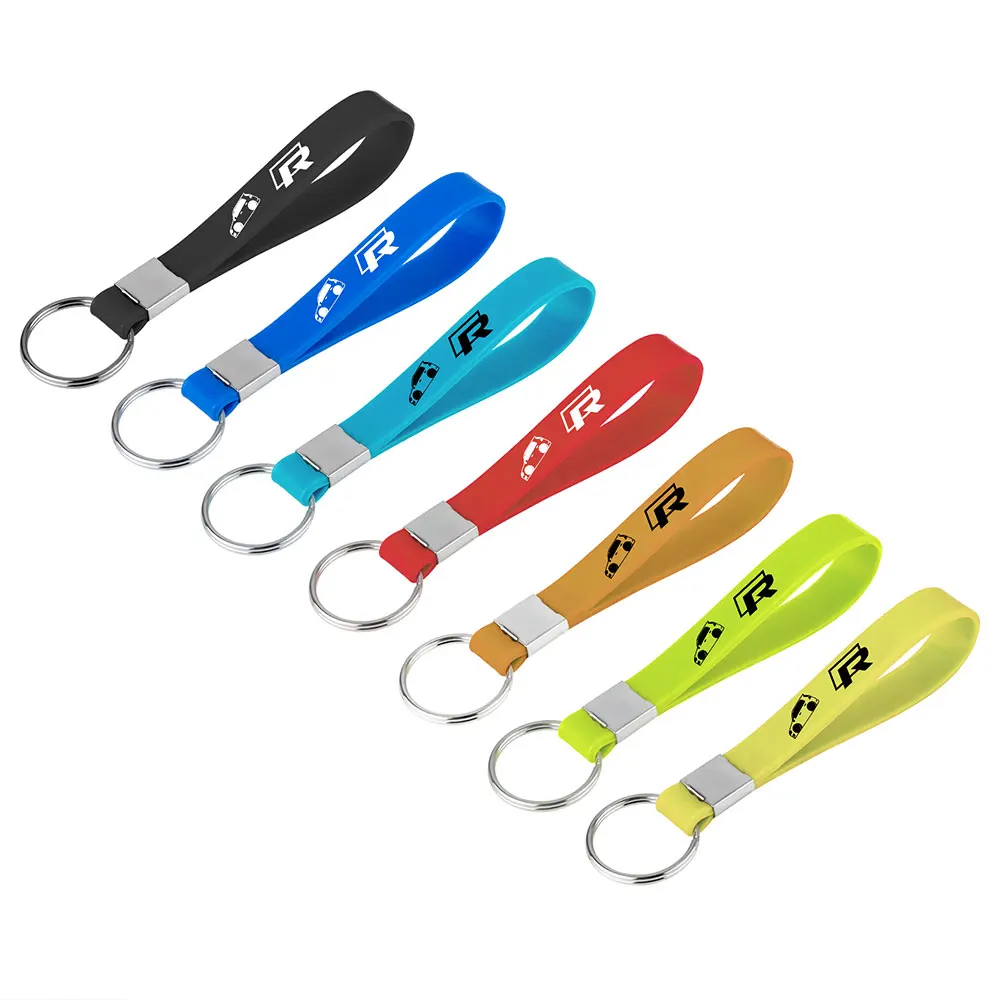 Fashion Luminous Car Keychain Keyring Rubber Key Chain For R logo For VW Vol-kswagen Jetta Golf Beetle GTI R32 MK4 golf 4 motion