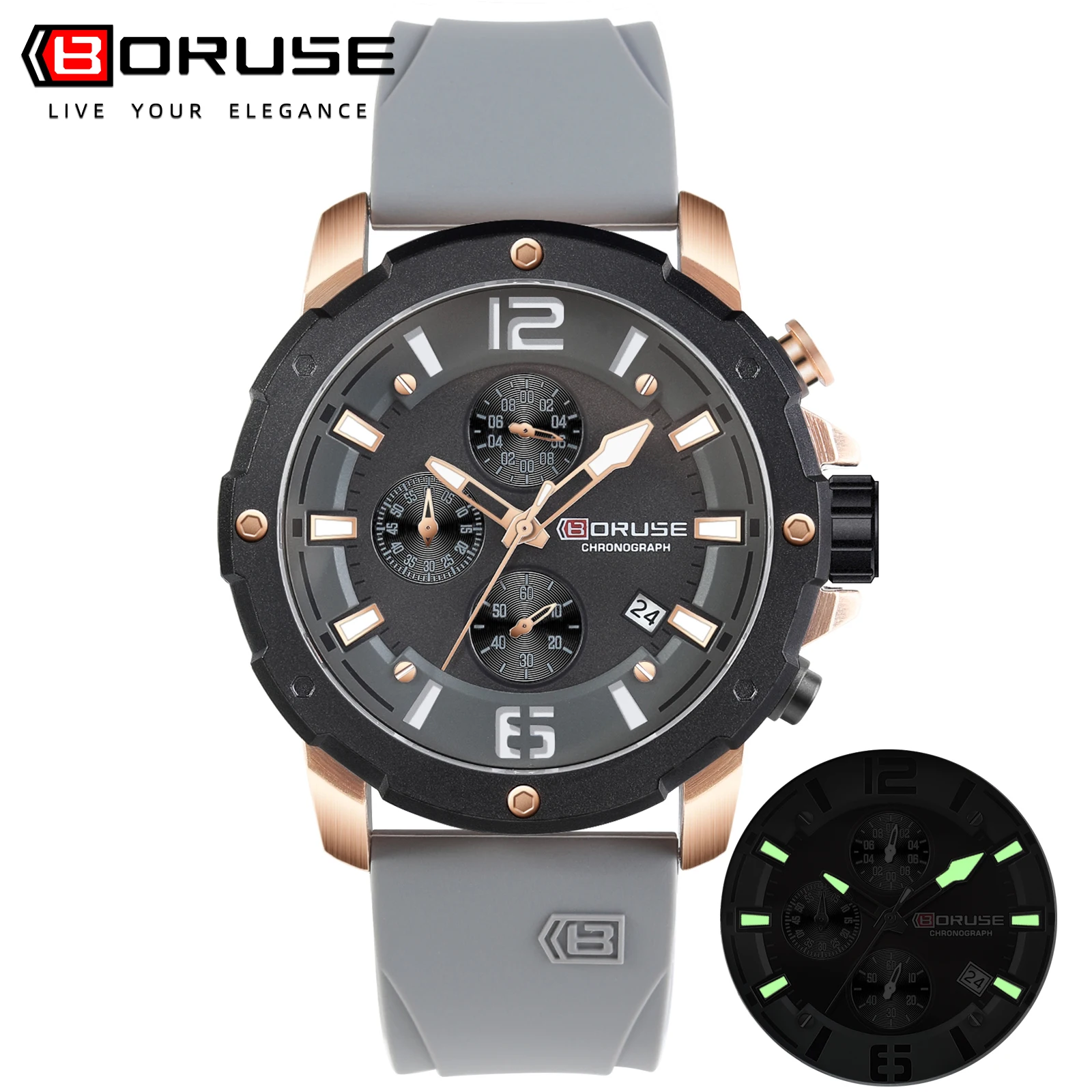 

BORUSE Luxury Military Sport Watch For Man Men Quartz Watches Waterproof Luminous Date Wristwatch Male Chronograph Clock