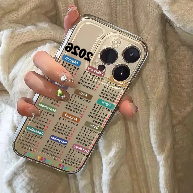 2026 Calendar Sunlight Painting Transparent Phone Case for IPhone 13 11 12 14 15 16 17 Pro Max Air 7 8 Plus X XS XR 16e SE Cover - view 2
