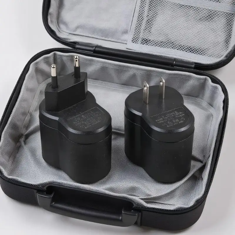 شاحن السيارات: يحول التيار المتردد 220 فولت إلى تيار مستمر 12 فولت باستخدام محول ولاعة السجائر في السيارة، قابس الاتحاد الأوروبي والولايات المتحدة