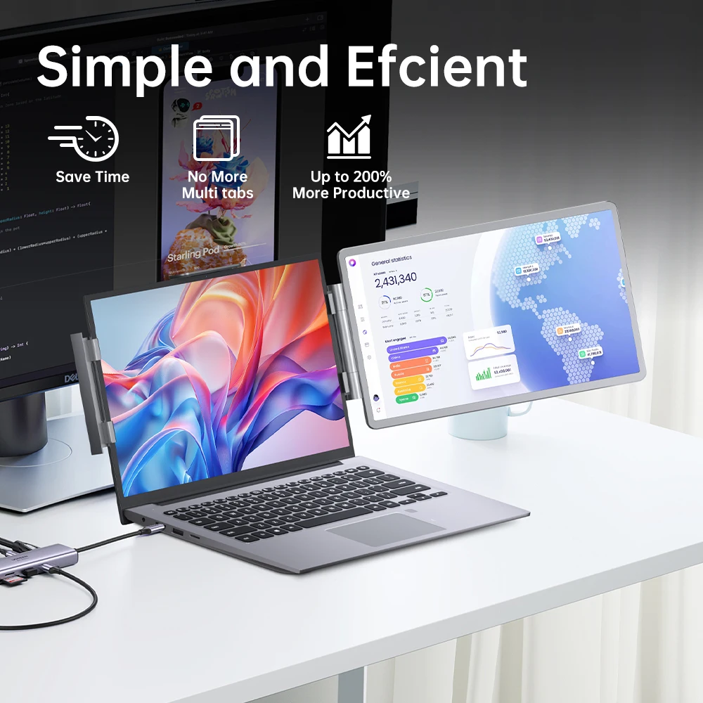 

Bolinia Single Portable Monitor 14 Inch Extend Laptop Screen Extender for Plug and Play Expansion Laptop Screen Extender