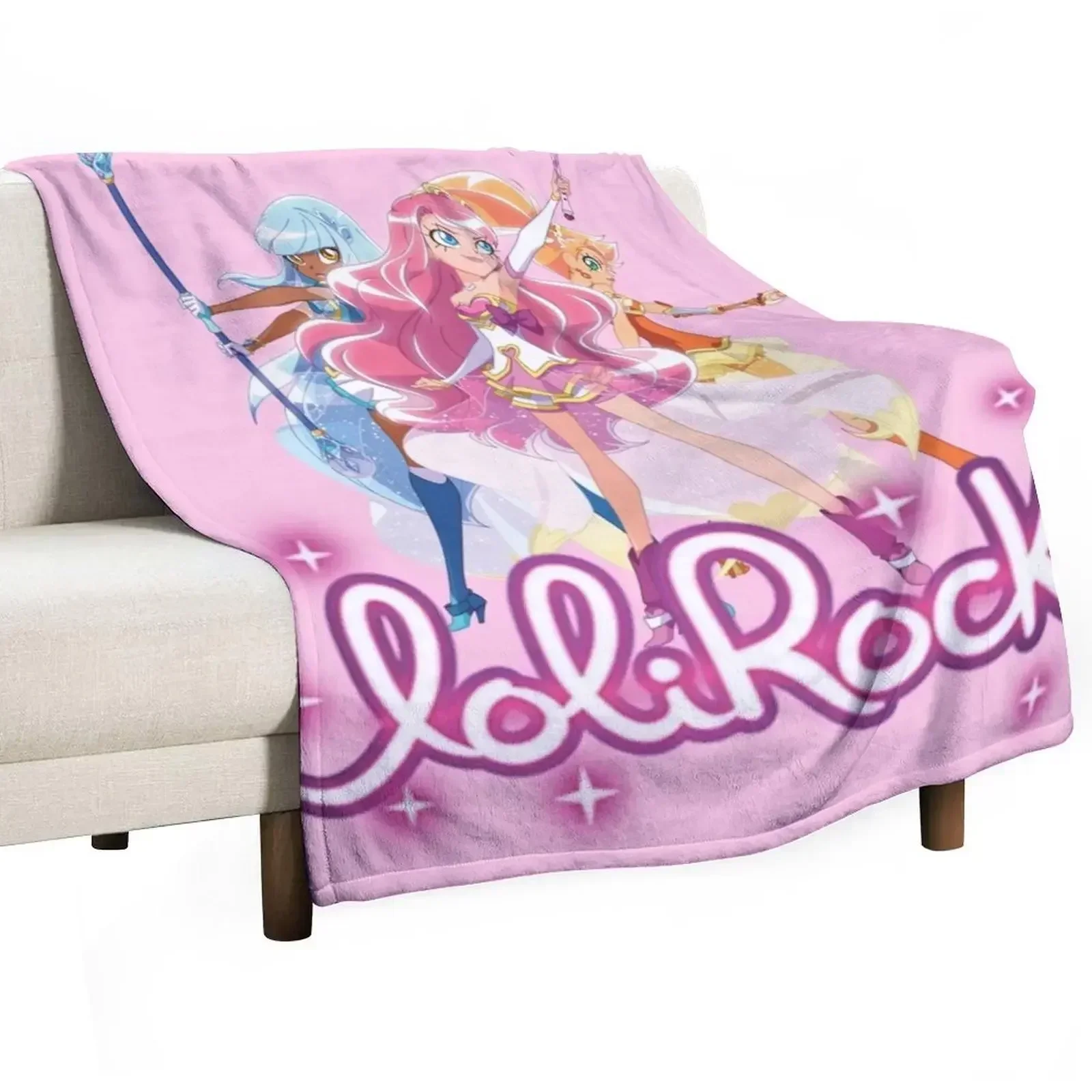 

Lolirock Main Characters & Logo Throw Blanket Furrys decorative Blankets