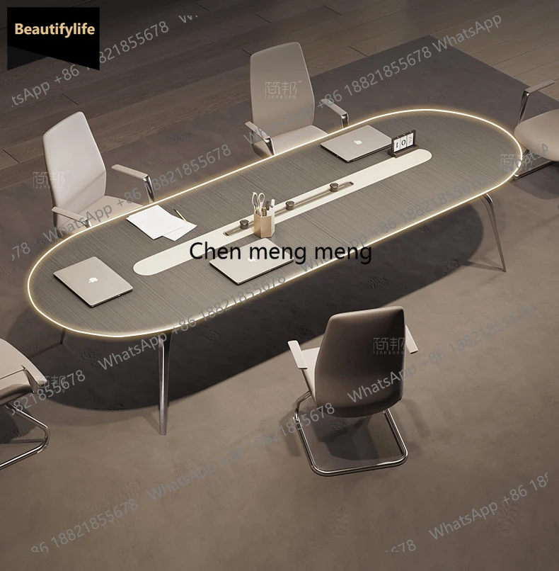 

A139 Conference table Italian minimalist light luxury high sense meeting oval environmental protection negotiation table