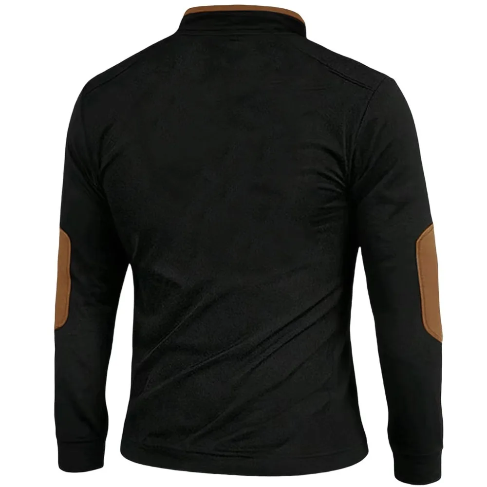 سويت شيرت برقبة بولو للرجال، بلوفر بياقة واقفة وأكمام طويلة، بلوزة خريفية كاجوال