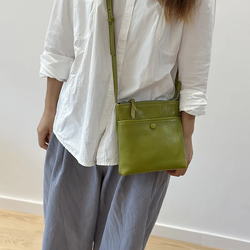 Women's Bag Summer Cowhide Retro Mini Shoulder Bag Genuine Leather Phone Crossbody Bag Mini Retro Pouch Women Leather