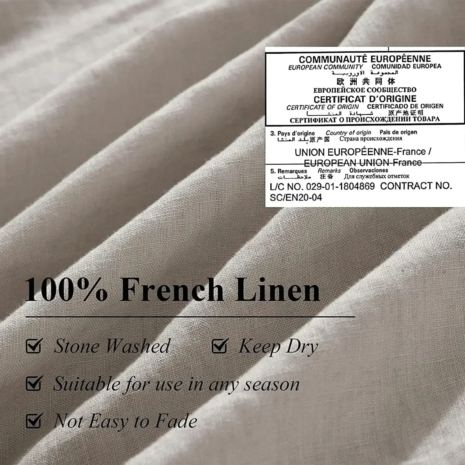 Ivellow Linen Duvet Cover Set 100% Washed French Flax Pure Linen Duvet Covers King Soft Natural Breathable Durable Cooling