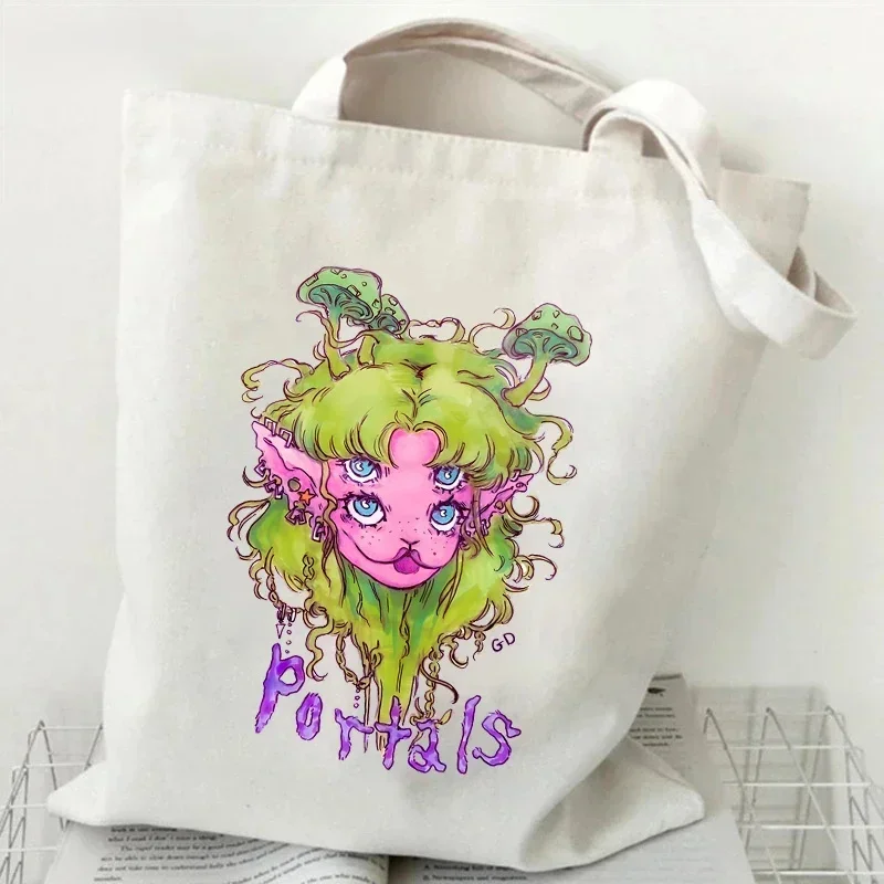 Melanie Martinez Women Canvas Tote Bag Vintage Y2K Aesthetics Shoulder Bag Singer Music Shopping Bag Melanie Martinez Handbag