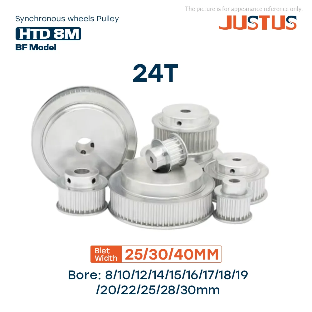 

24 Teeth HTD 8M Synchronous Pulley Bore 8-30mm Teeth Pitch 8 mm Slot Width 27/32/42 mm For 25/30/40 mm 8M Timing Belt