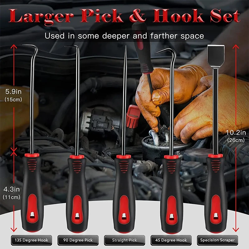 9 Piece Set Oil Seal O-Ring Gasket Remover Hand Tools Car Pick Hook Puller Remover Tire Stone Cleaning Auto Maintenance Tools