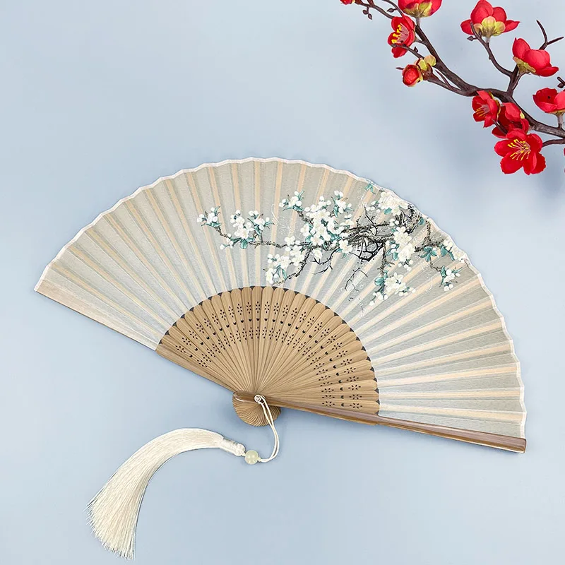 Summer Refreshing Folding Fan Portable Hanfu Dance Clothes Hand Fan with Cheongsam Bamboo Fan Daily Gift Crafts Decoration