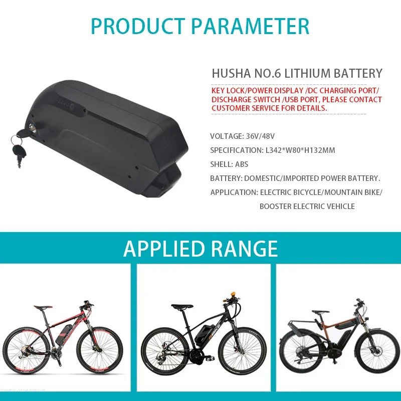 Batería de litio para bicicletas eléctricas, pila de litio de 36v, 48v, 15Ah/17,5 Ah para modificar bicicletas de montaña, Tiger Shark