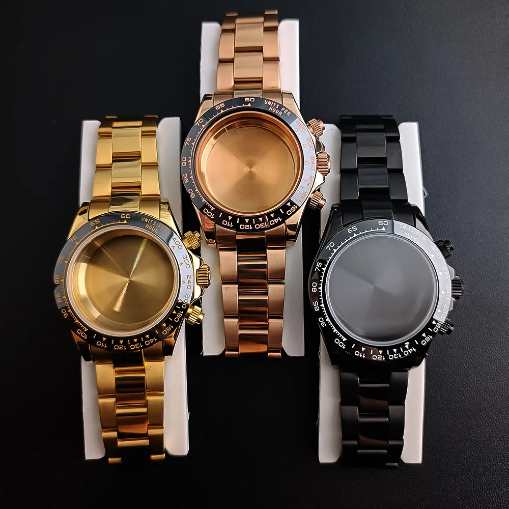 

Watch accessories 39.3MM stainless steel case Sapphire mirror fit VK63 multi-function movement lug width