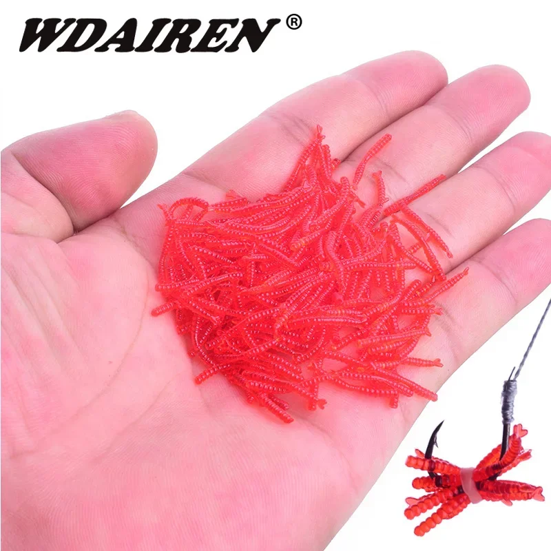 

200pcs/Lot Fishing Red Worms Soft Baits Shrimp Smell Additive Silicone Artificial Simulation Earthworm Lures Bass Carp Tackle