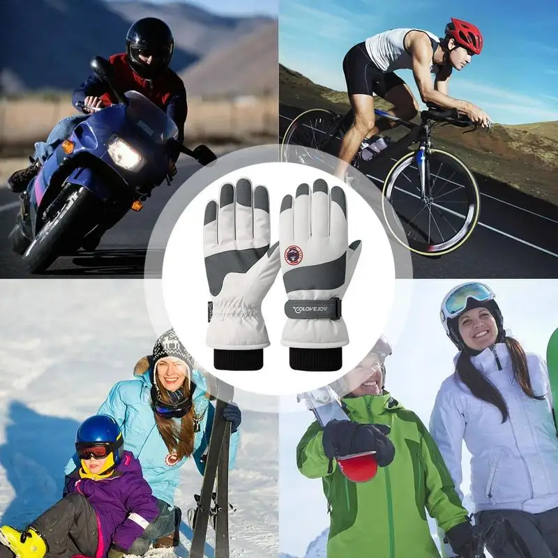 Guantes de esquí con pantalla táctil, 1 par, cálidos guantes deportivos de invierno para esquiar, impermeables, para clima frío, calentadores de manos, mitones antideslizantes para