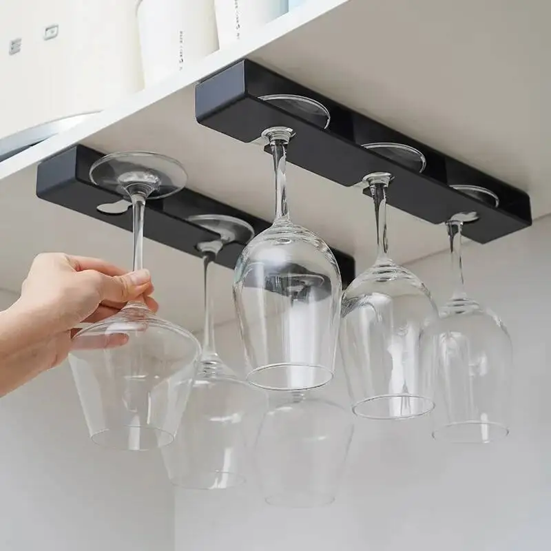 

1Pc Living Room Kitchen Punch-Free Goblet Upside Down Drain Household Red Wine Glass Hanging Rack