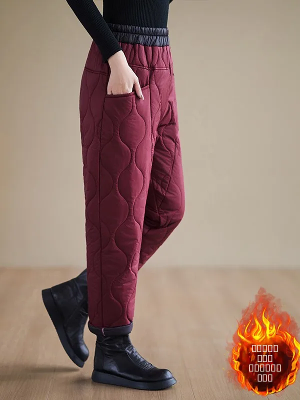 暖かいひょうたん柄ハーランコットンパンツカジュアル芸術的な冬大きいサイズハイウエストストレートレッグパンツレディースファッション