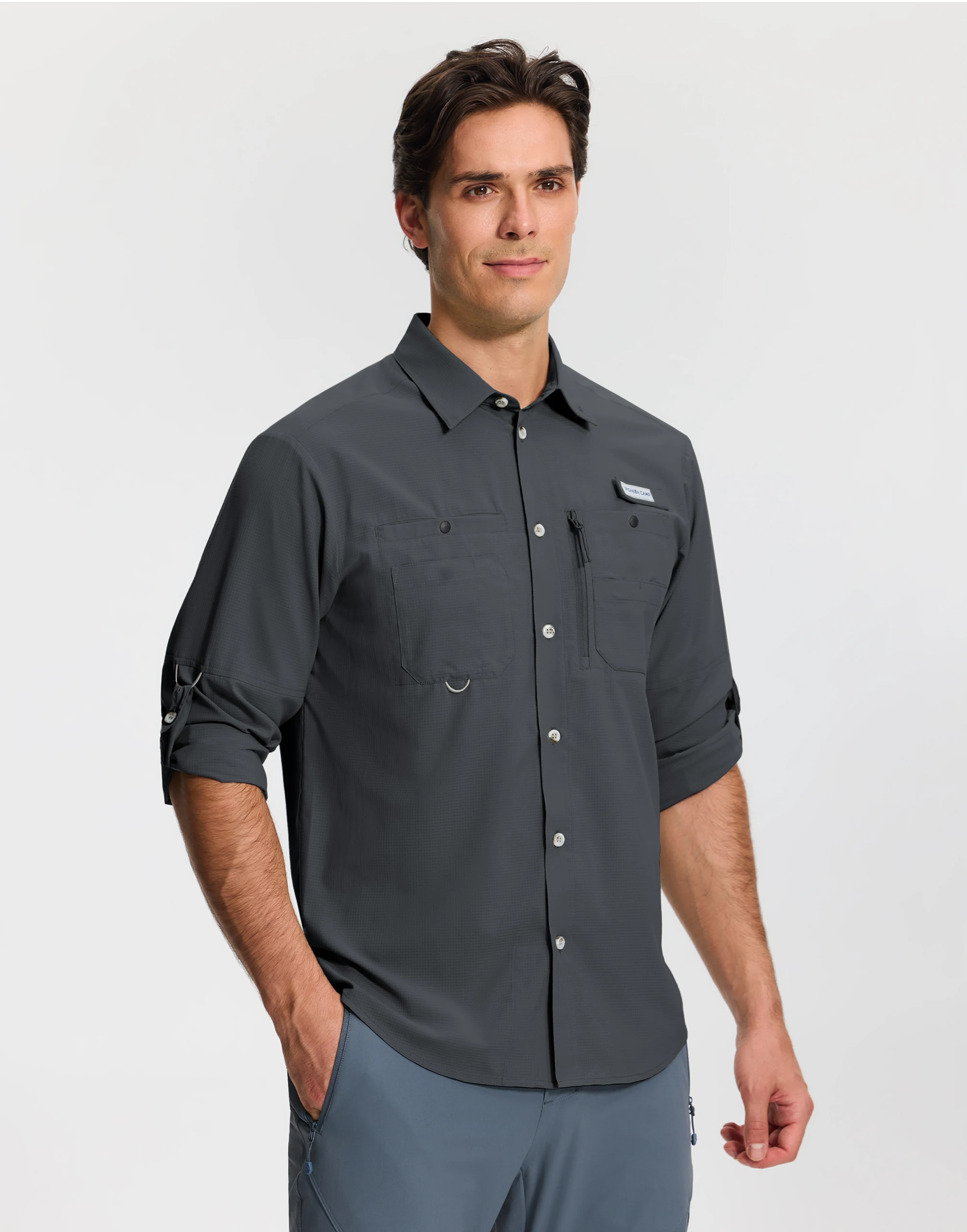 Pioneer Camp Men's Fishing Shirt UPF50+ Sun Protection Men's Clothes Quick Dry Cooling Adjustable Polo For Hiking Safari
