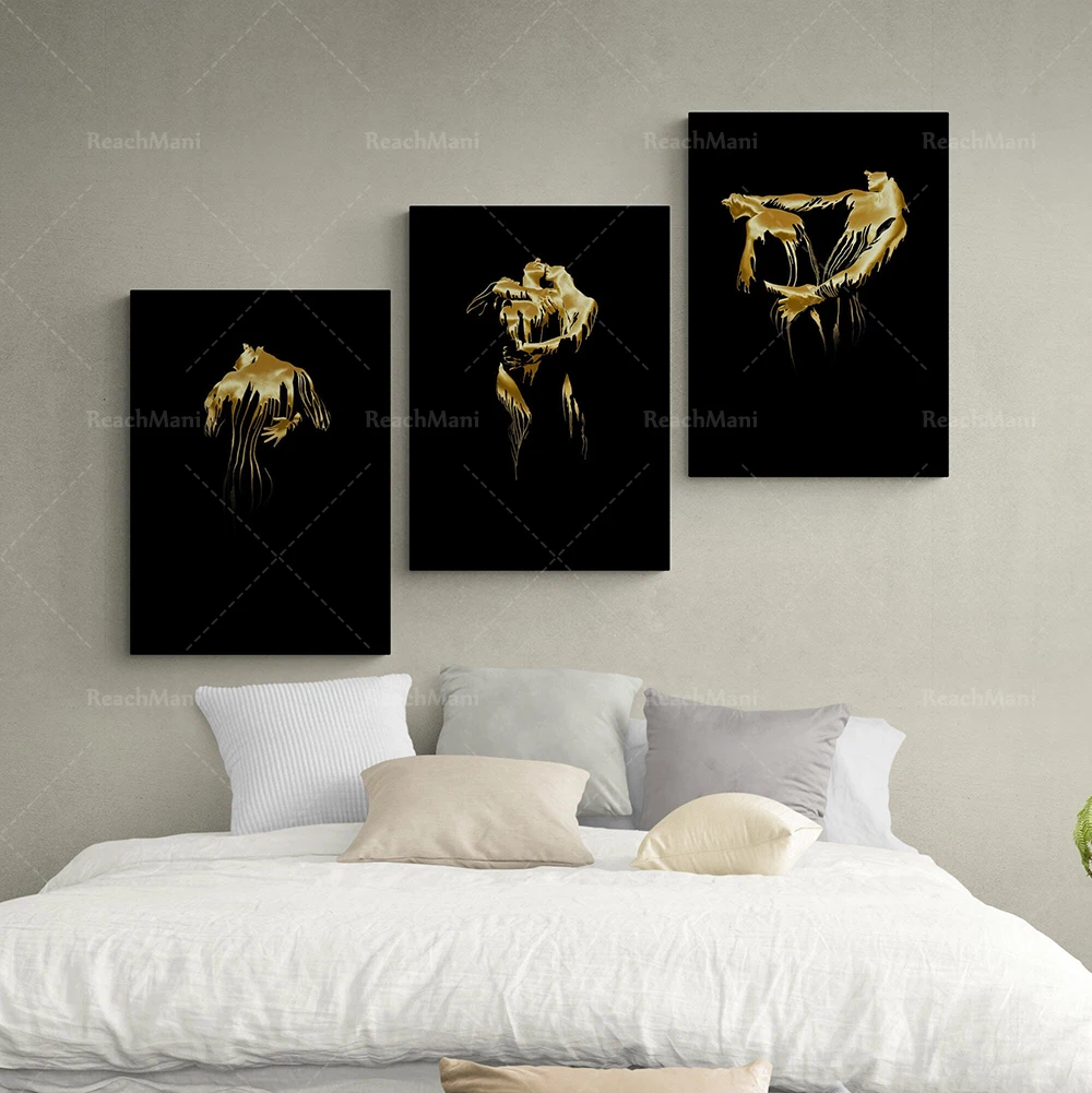 Ensemble Gold Passion; Figurative; Main Layer Art Image Canvas Art Luxury Canvas Painting Wall Art Romantic Picture Poster