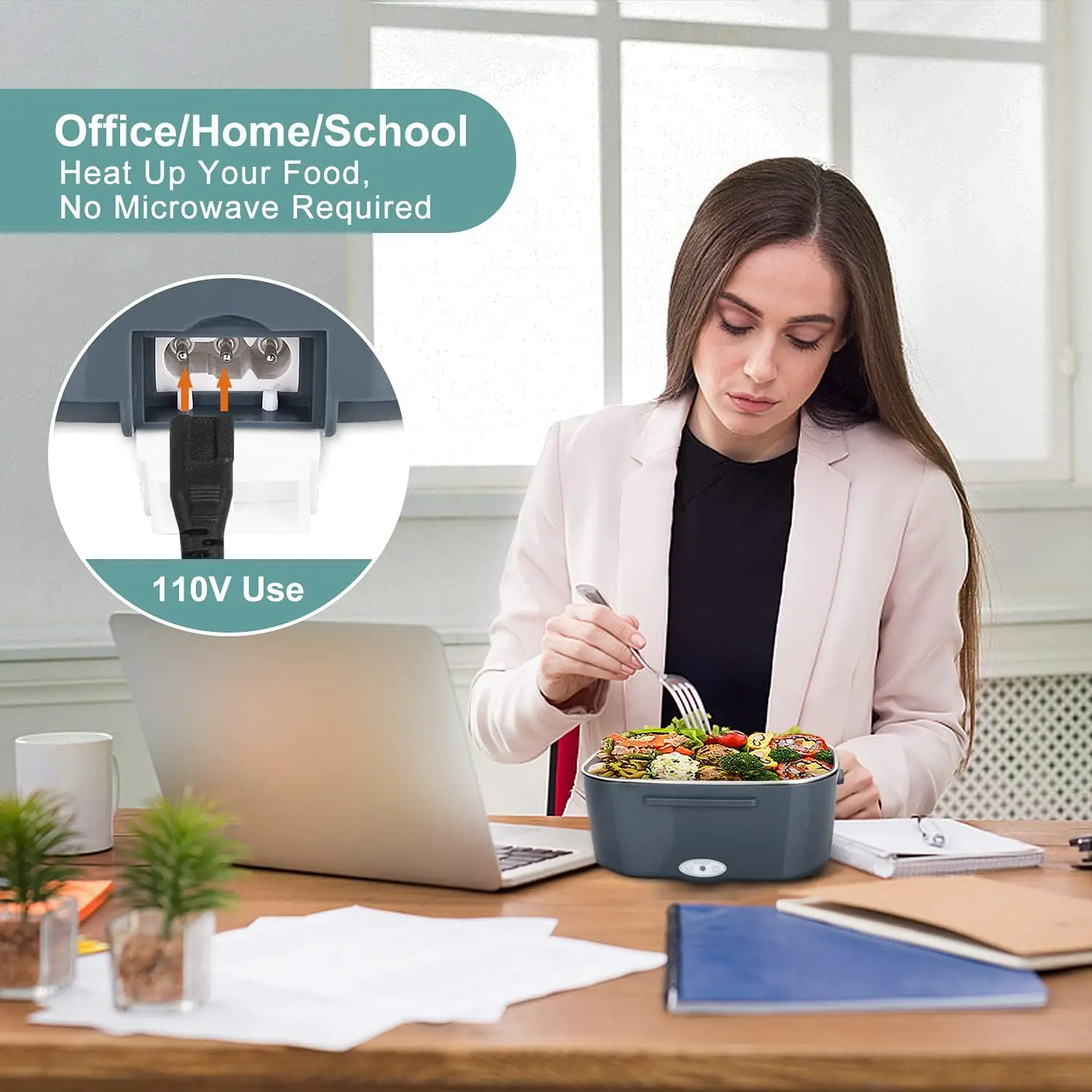 1.5 لتر 60 واط صندوق غداء كهربي جهاز تسخين الطعام سخان طعام محمول للسيارة أو المنزل-مقاوم للتسرب ، ميكروويف لتدفئة الغداء للشاحنات