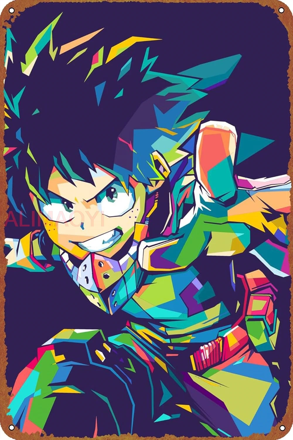 Deku Izuku Midoriya Bakugo Anime Poster Tin Sign Cafe bar Home Wall Art Decoration Retro Metal Tin Sign 8x12 inch nice