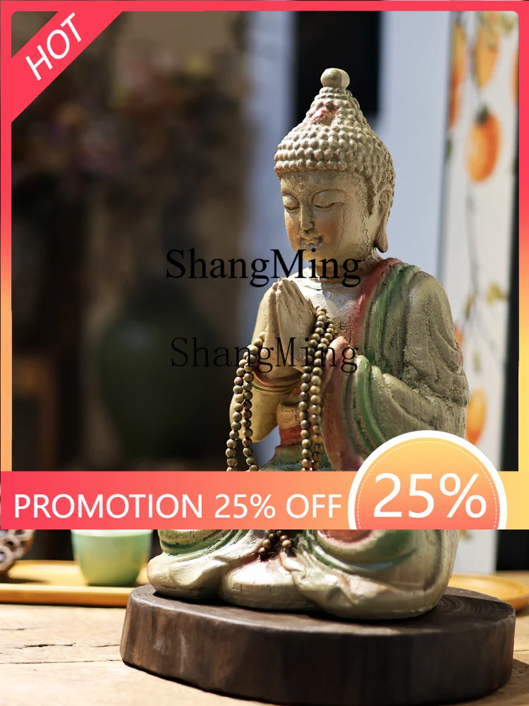 

FG good-looking new Chinese Zen Buddha statue ornament retro old entrance wine cabinet landscaping