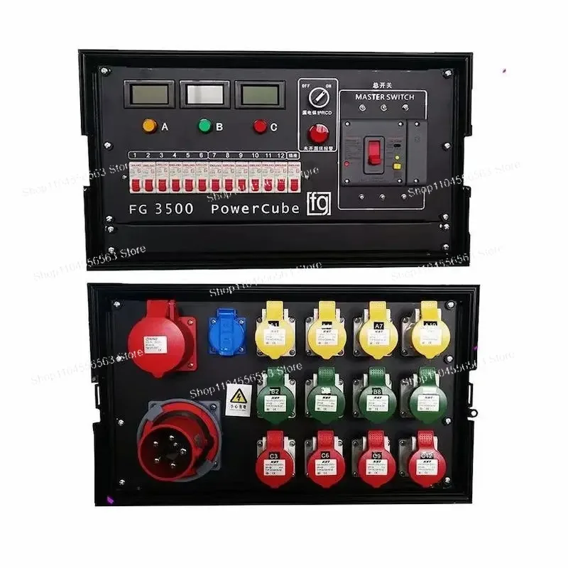 12-Way Portable Stage Power Distribution Box Leakage Protection Large Screen Power Distro for Lighting Audio