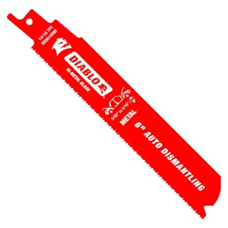 

25 Pack 6 inch 14/18 TPI Steel Demon Bi-Metal Auto Dismantling Reciprocating Saw Blades for 1/16-5/16 Medium Metals