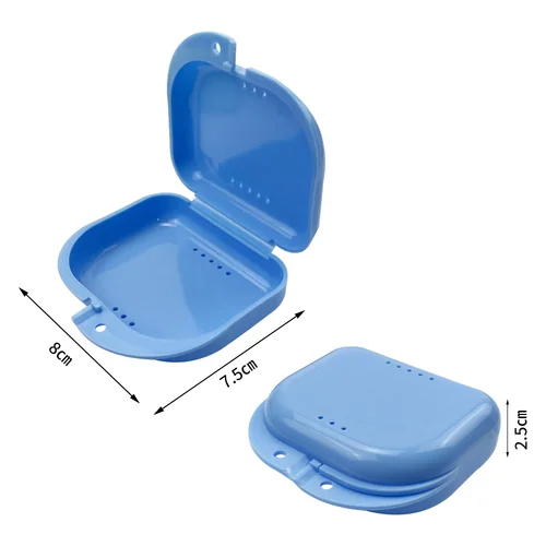 Imagen 2 del producto 50 Uds caja de almacenamiento para dentadura postiza higiene bucal caja de aparato Dental bandeja para dentadura caja de retenedor de aparatos de ortodoncia Dental agujeros de ventilación