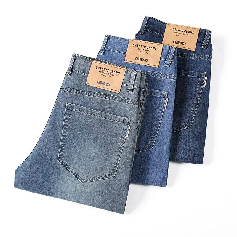 Лидер продаж, осенние и зимние трендовые модные свободные легкие и удобные деловые эластичные джинсовые прямые джинсы, мужская одежда