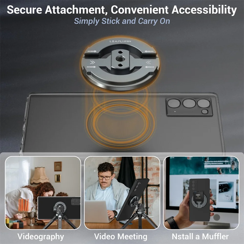 LEAPLIGHT Adaptador de montaje de trípode de teléfono magnético de metal con zapata fría dual 1/4 para MagSafe Iphone Android micrófono trípode soporte fijo