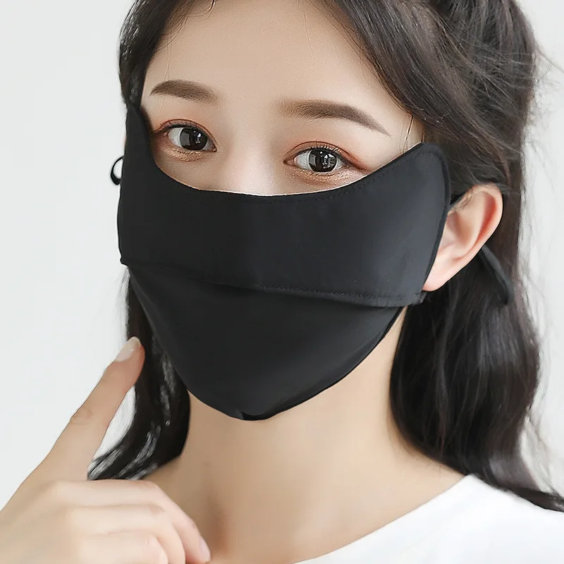 ครีมกันแดดหน้ากากผ้าไหมฤดูร้อนบางส่วน Sunshade Eye ป้องกันฝุ่น Breathable หน้ากากกลางแจ้งน้ำ