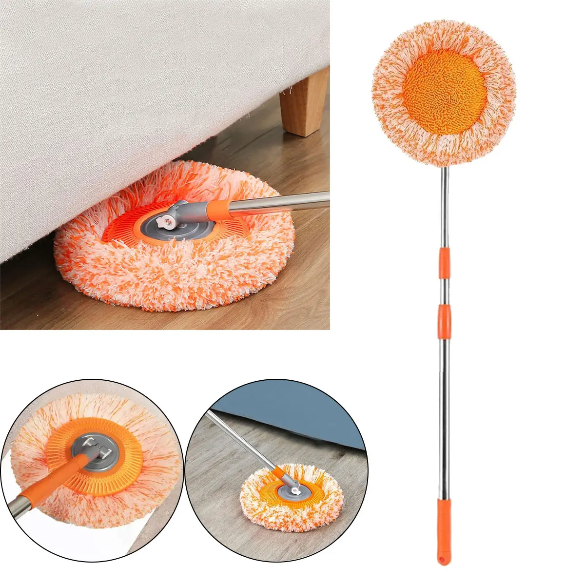 

360 New Round Sunflower Mop Can Splice Rod Coral Velvet Ceiling Floor Cleaning Wall Cleaning Car Wash Dust Cleaning Tool Set