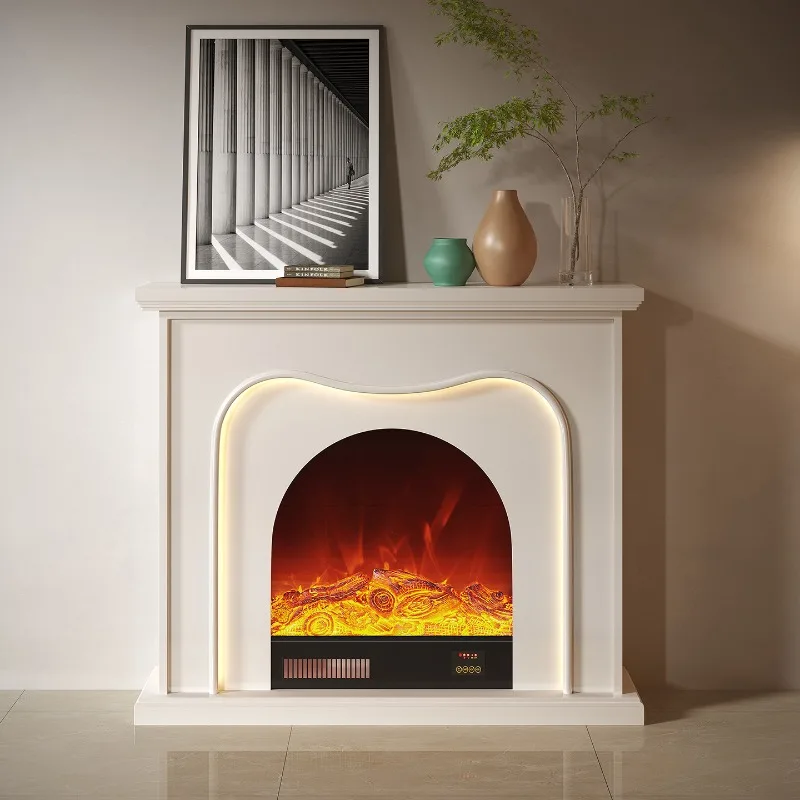 French Fireplace Decorative Cabinet for Homestays, Hotels and Living Rooms, Home Vintage Artificial Flame Atmosphere Lamp Electr