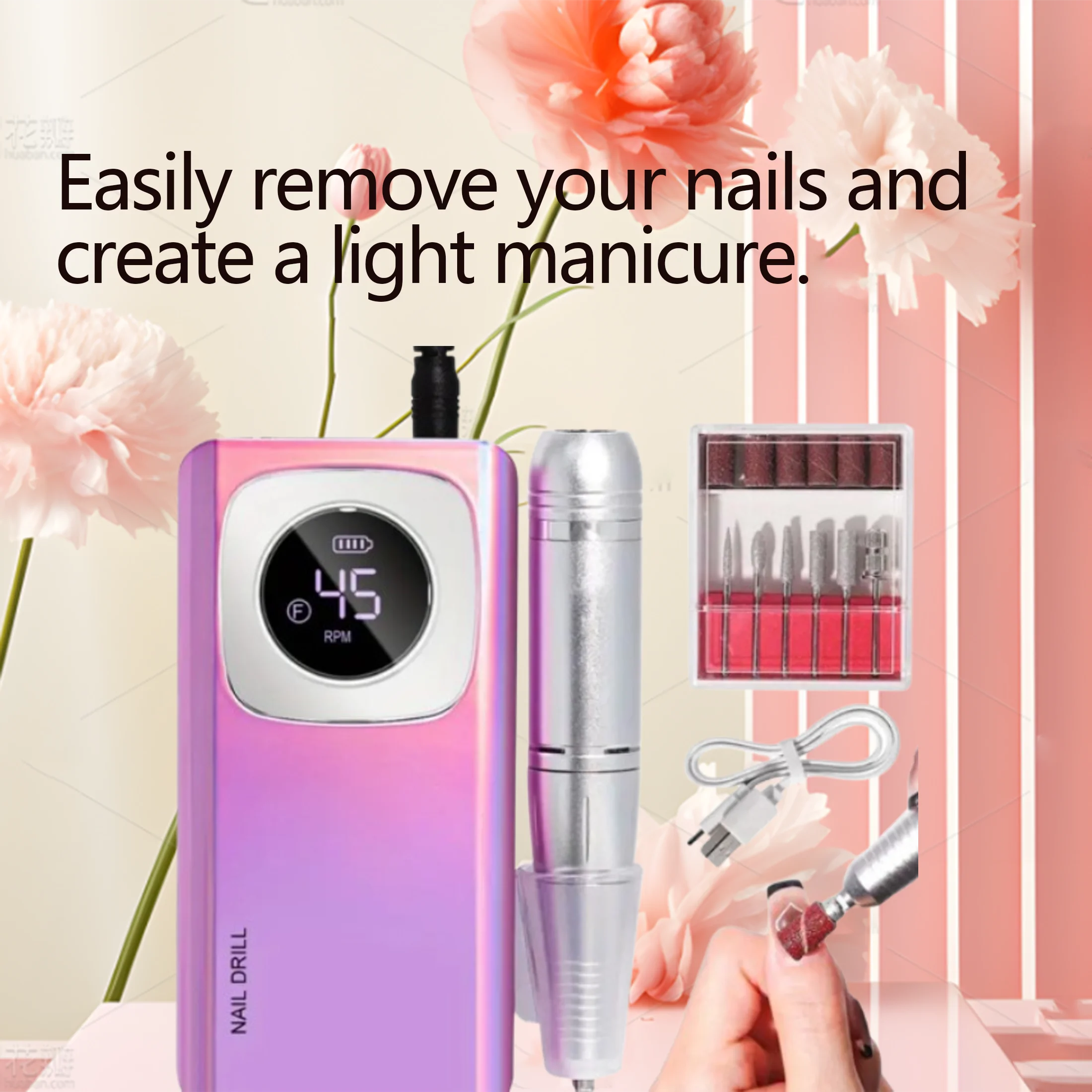 Smerigliatrice elettrica per ricarica delle unghie, strumento per la rimozione delle unghie, smerigliatrice per lucidatura, smerigliatrice per manicure, lavori per tagliare.