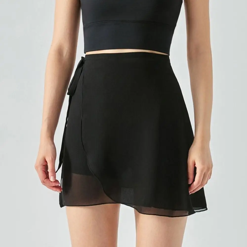 

Милая юбка-пачка для йоги на шнуровке, танцевальная одежда, тренировочная юбка для балета и танцев, антибликовая сетка, тонкий фартук, платье с запахом для девочек