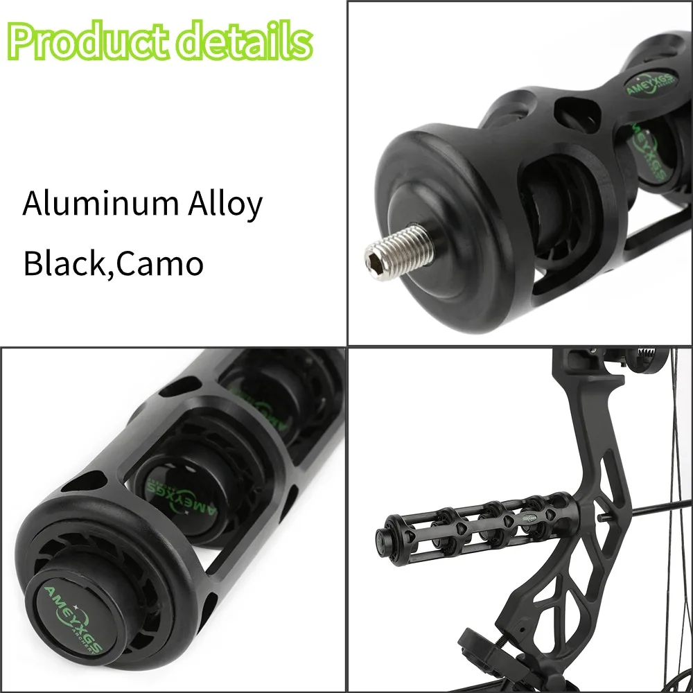 7'' Archery Bow Stabilizer Compound Bow Dampener Aluminum Alloy Absorber Silencer Balance Bar Hunting Shooting Shock Absorption